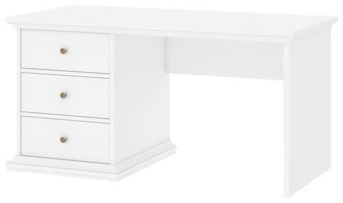 SKRIVBORD 130/61,6/73,9 cm  i vit  - vit/mässingsfärgad, Design, metall/trämaterial (130/61,6/73,9cm) - Best Price