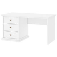 SKRIVBORD 130/61,6/73,9 cm  i vit  - vit/mässingsfärgad, Design, metall/trämaterial (130/61,6/73,9cm) - Best Price