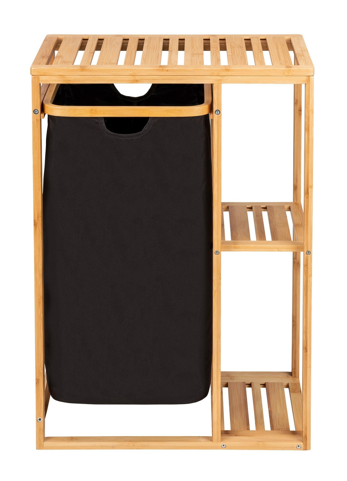BADEZIMMERREGAL 50/70/30 cm  - Schwarz/Braun, KONVENTIONELL, Holz/Textil (50/70/30cm) - Wenko