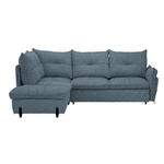 ECKSOFA in Bouclé Blau  - Blau/Schwarz, Design, Textil/Metall (220/250cm) - Xora