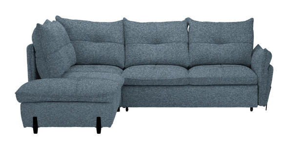 ECKSOFA in Bouclé Blau  - Blau/Schwarz, Design, Textil/Metall (220/250cm) - Xora