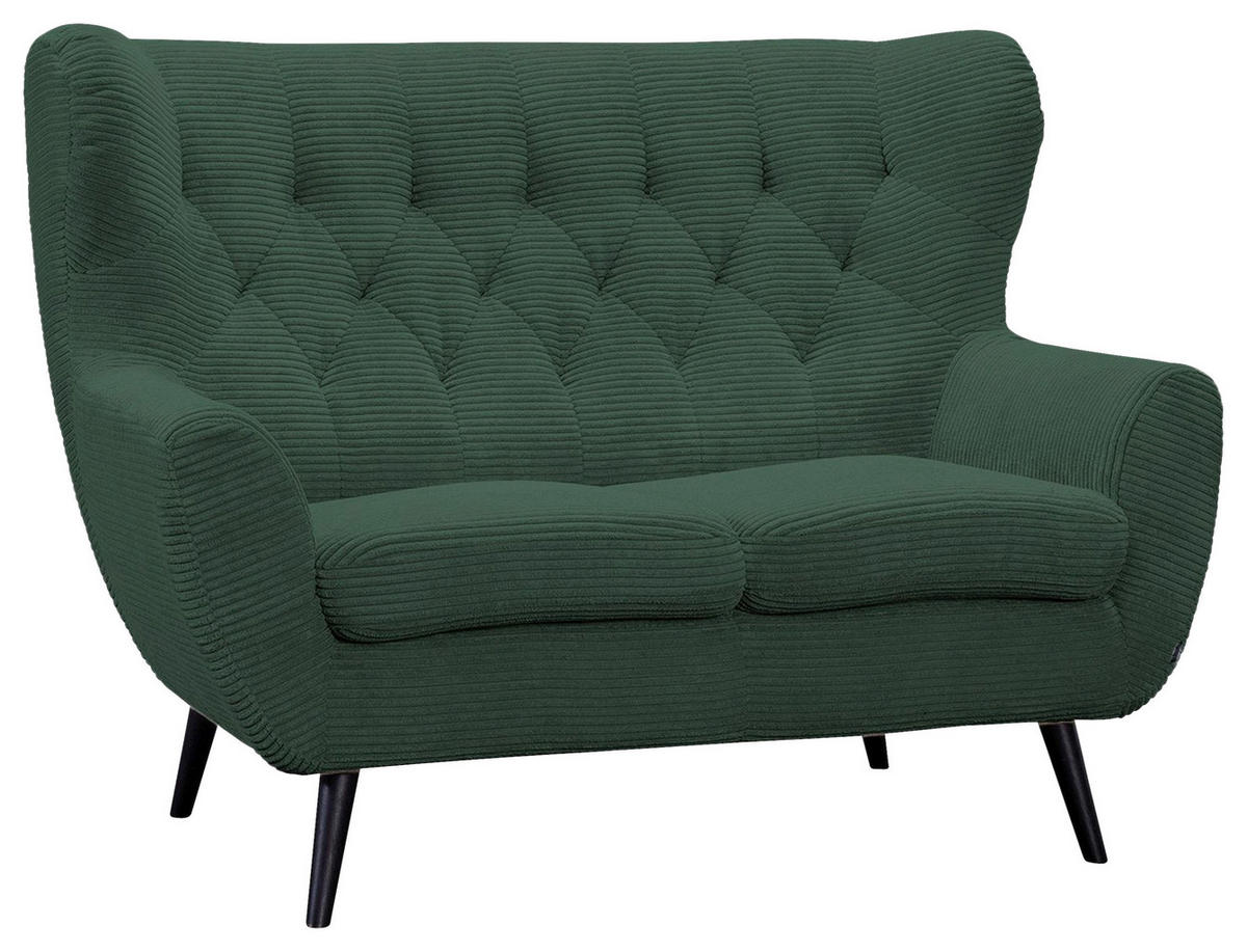 2-SITZER-SOFA Cord Grün  - Schwarz/Grün, Design, Holz/Textil (137/101/95cm) - Stylife