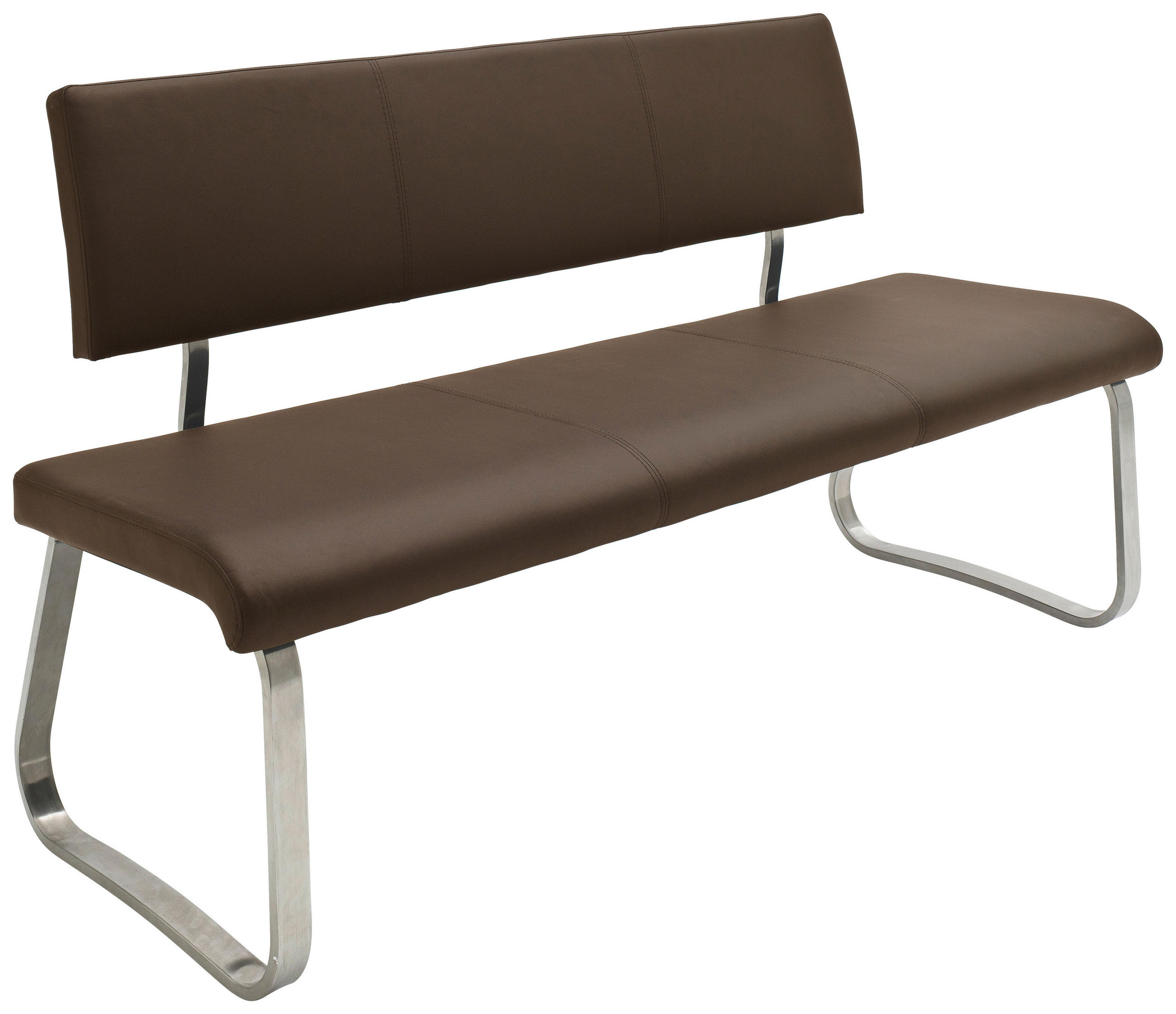 LAVICA, hnedá, farba ušľachtilej ocele - hnedá/farba ušľachtilej ocele, Design, kov/koža (155/86/59cm) - Livetastic