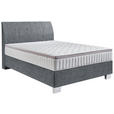 BOXSPRINGBETT 140/200 cm in Dunkelgrau - Chromfarben/Dunkelgrau, KONVENTIONELL, Kunststoff/Textil (140/200cm) - Hom`in