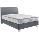 BOXSPRINGBETT 140/200 cm  in Dunkelgrau  - Chromfarben/Dunkelgrau, KONVENTIONELL, Kunststoff/Textil (140/200cm) - Hom`in