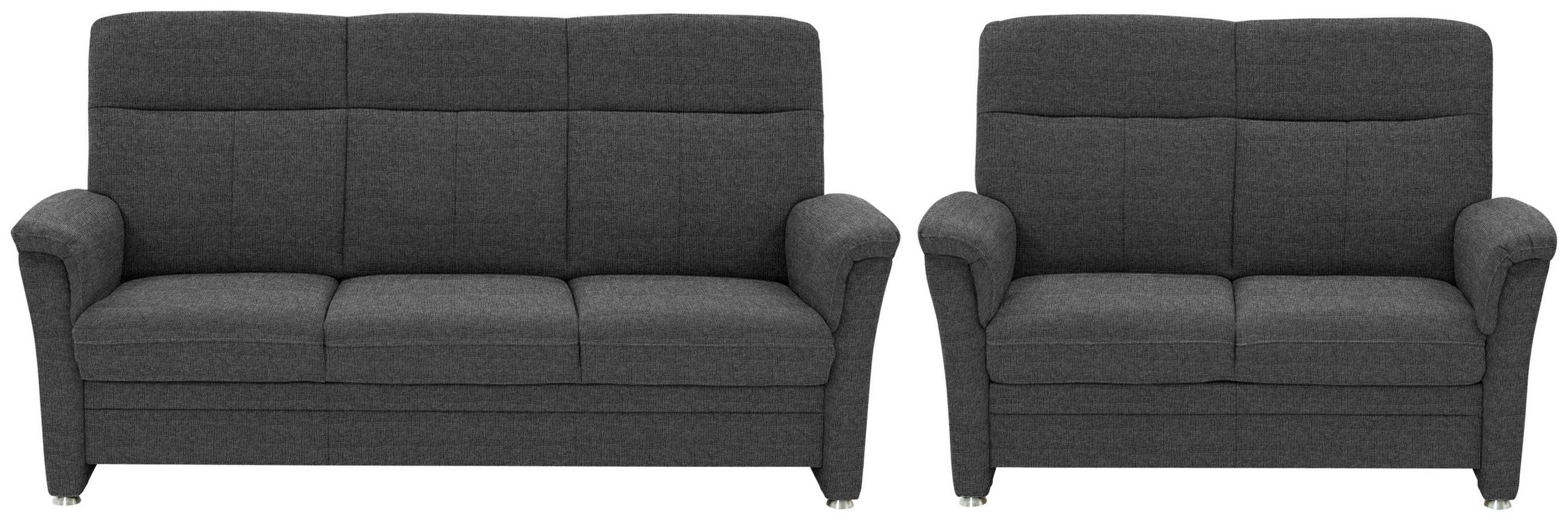 SITZGARNITUR Flachgewebe Dunkelgrau  - Dunkelgrau/Alufarben, Konventionell, Textil/Metall (142-194/100/89cm) - Beldomo Comfort