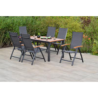 GARTENTISCHGRUPPE  - Graphitfarben/Grau, KONVENTIONELL, Holz/Textil - Gardenson