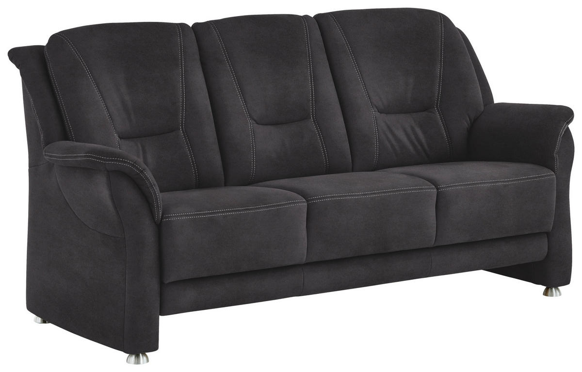 3-SITZER-SOFA in Mikrofaser Anthrazit  - Anthrazit/Beige, KONVENTIONELL, Textil/Metall (198/100/89cm) - Beldomo Comfort