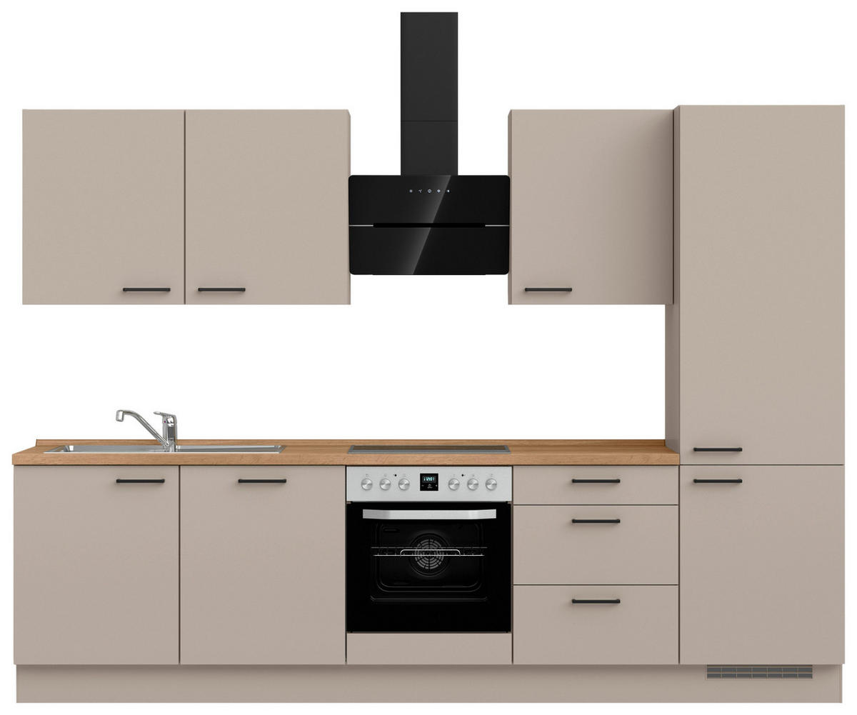 KÜCHENBLOCK Easytouch 300 cm  in Eichefarben, Sandfarben  - Sandfarben/Eichefarben, MODERN, Holzwerkstoff/Metall (300cm) - Nobilia