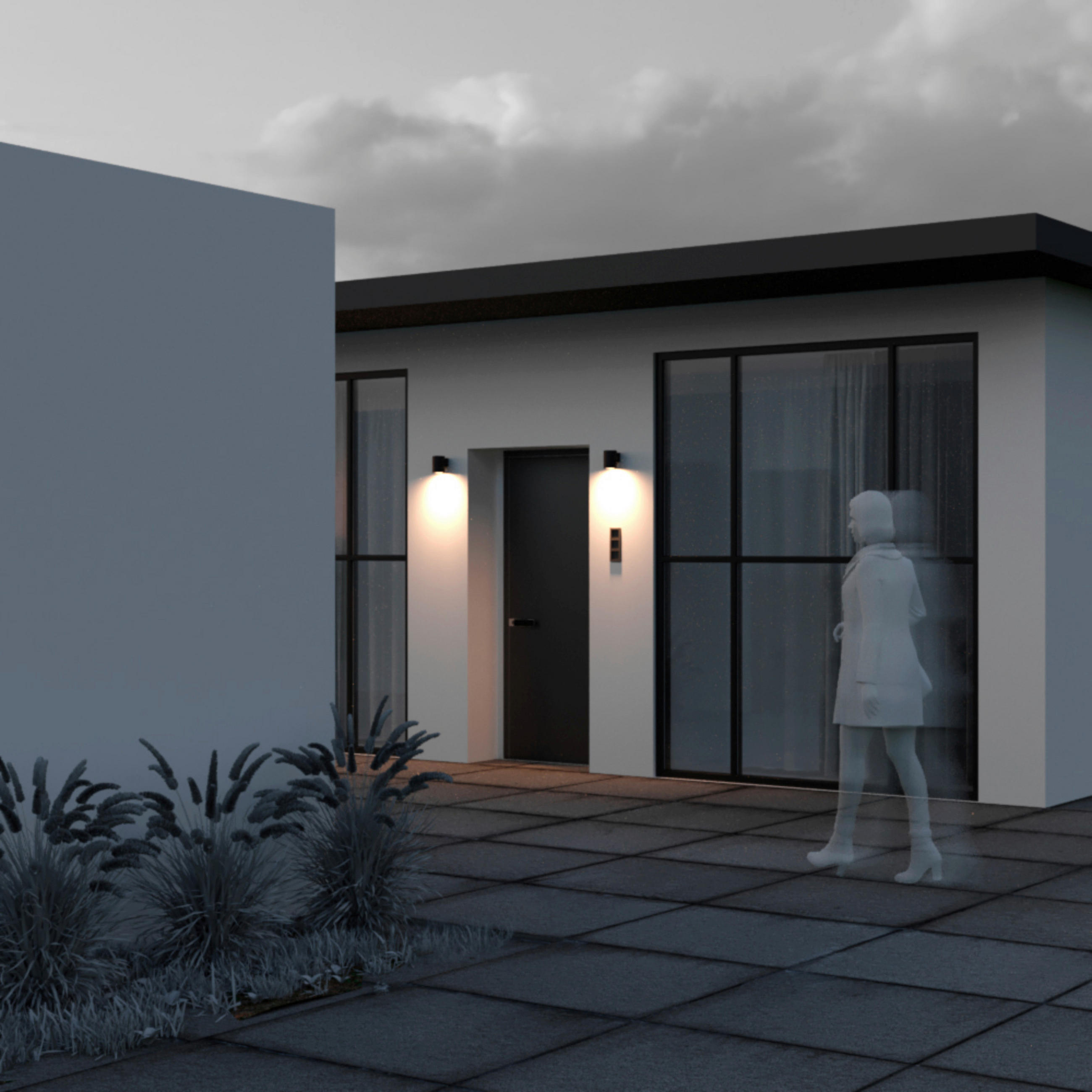 VONKAJŠIE NÁSTENNÉ SVIETIDLO - grafitová, Basics, kov/sklo (11,7/12/9cm)