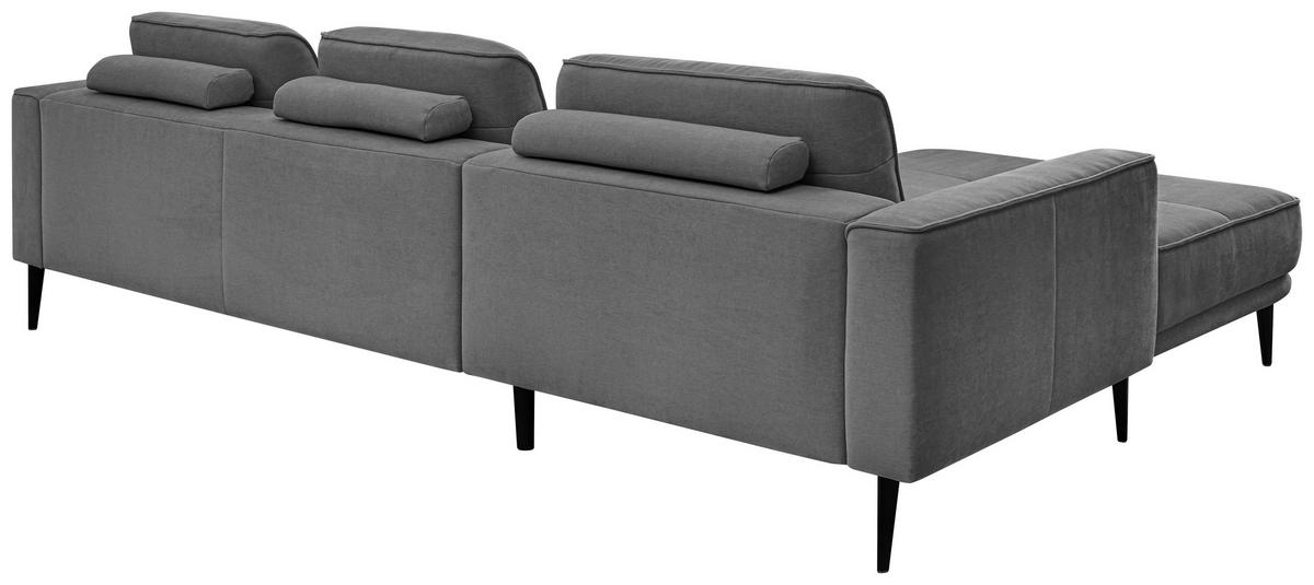 ECKSOFA Anthrazit Flachgewebe  - Anthrazit/Schwarz, KONVENTIONELL, Textil/Metall (193/279cm) - SetOne by Musterring