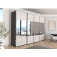 SCHWEBETÜRENSCHRANK  in Graphitfarben, Weiß  - Chromfarben/Graphitfarben, Design, Glas/Holzwerkstoff (316/235/68cm) - Novel