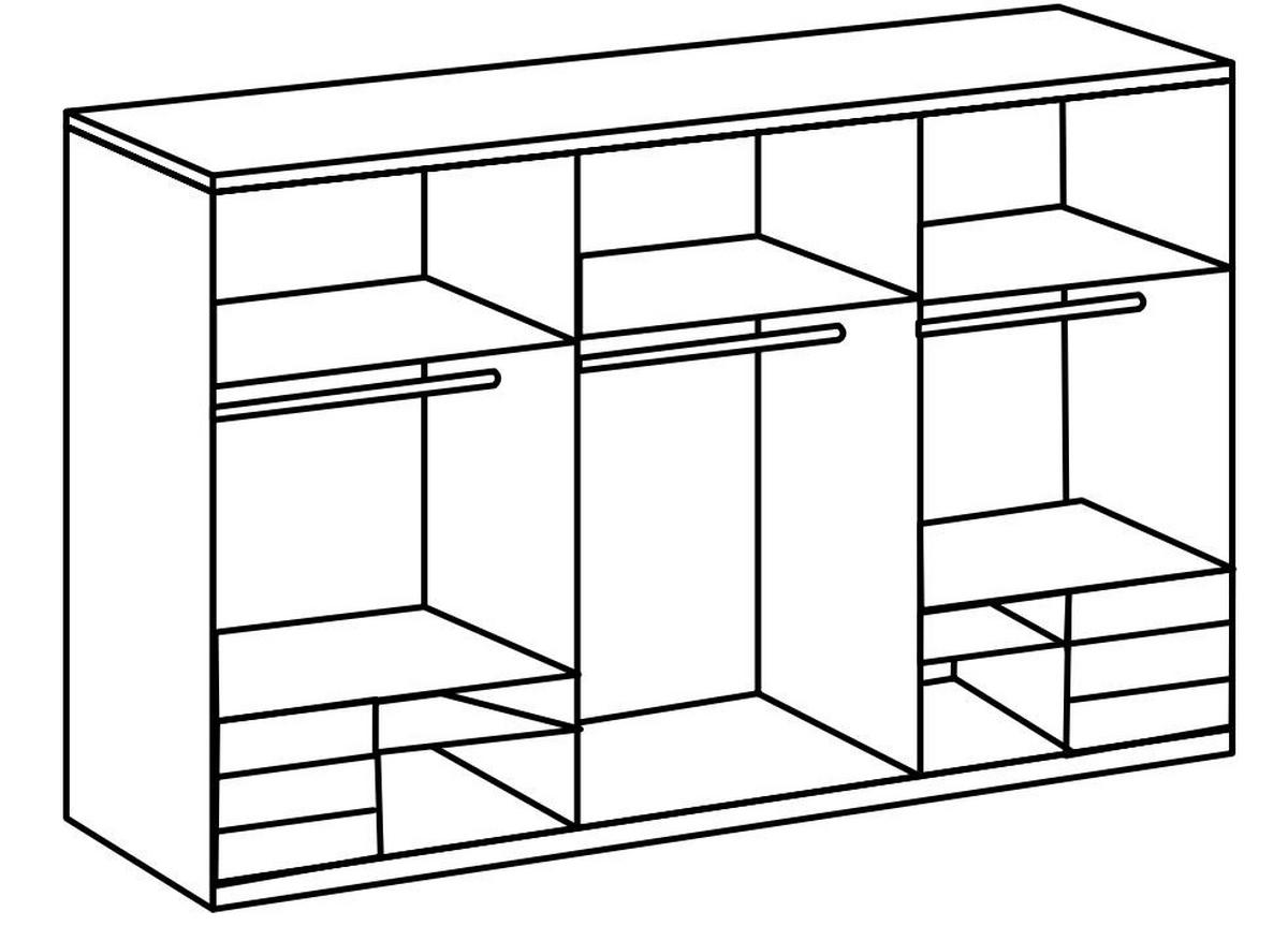 SCHWEBETÜRENSCHRANK in Grau, Eichefarben  - Chromfarben/Eichefarben, Modern, Holzwerkstoff (300/216/65cm) - MID.YOU