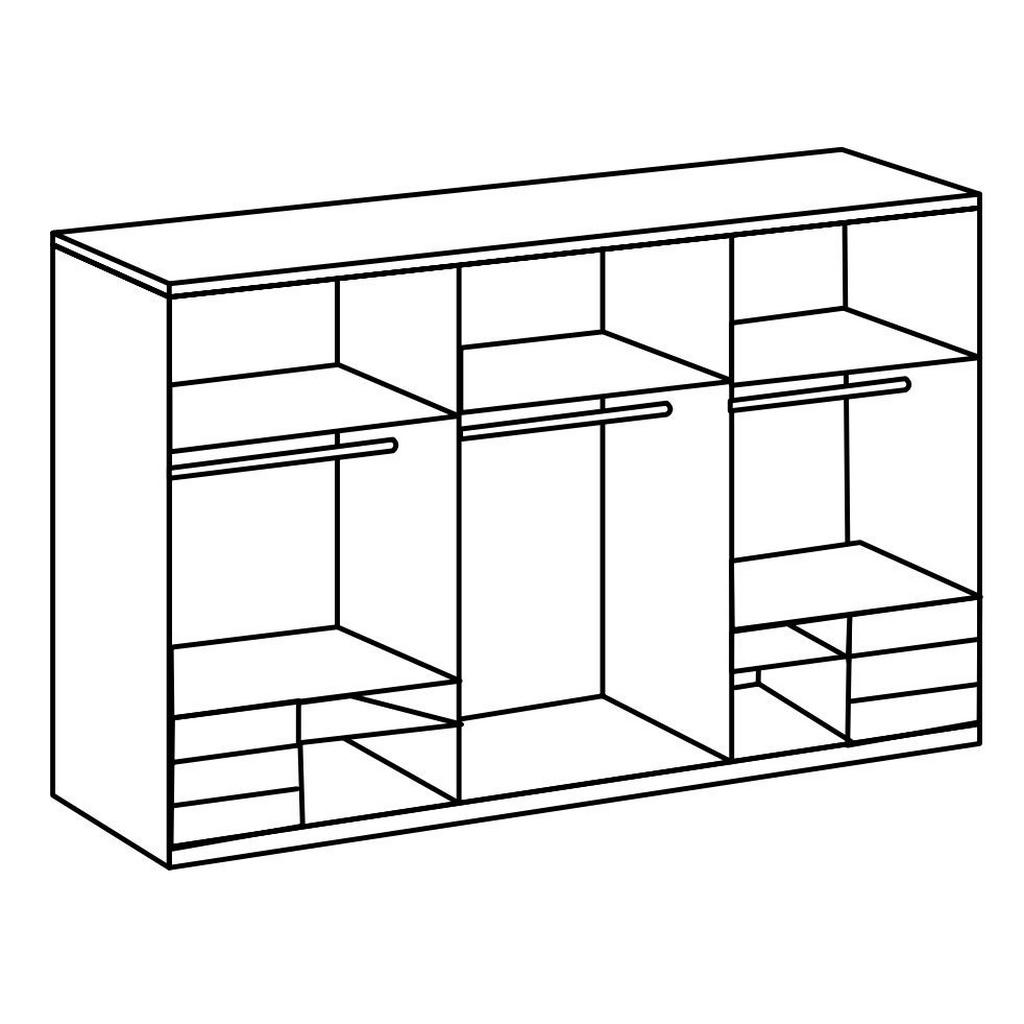 Thumbnail - Mid.you Schwebetürenschrank Wimex Level 36C, Weiß, Eiche, Holzwerkstoff, 3 Fächer, 6 Schubladen, 300x216x65 cm, BQ - Bün...