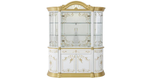 VITRINE in Weiß, Goldfarben - Goldfarben/Weiß, LIFESTYLE, Glas/Holzwerkstoff (189/228/56cm) - Cantus