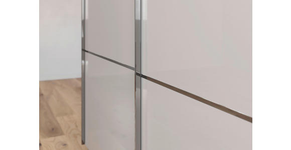 SCHWEBETÜRENSCHRANK 301/223/68 cm 3-türig Grau, Schwarz - Chromfarben/Schwarz, KONVENTIONELL, Glas/Holzwerkstoff (301/223/68cm) - Novel