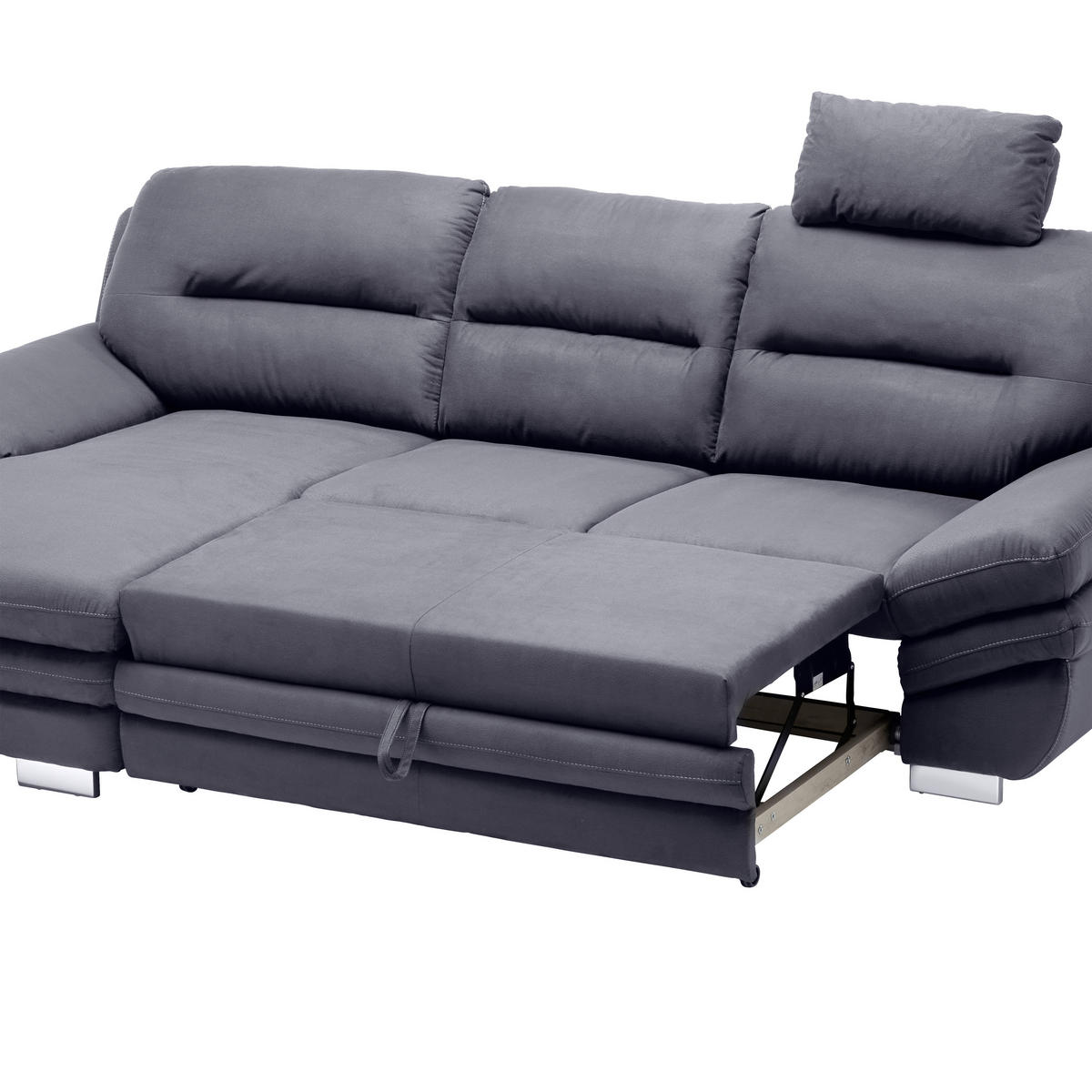 ECKSOFA Anthrazit Mikrofaser  - Chromfarben/Anthrazit, Design, Textil (166/270cm) - Stylife