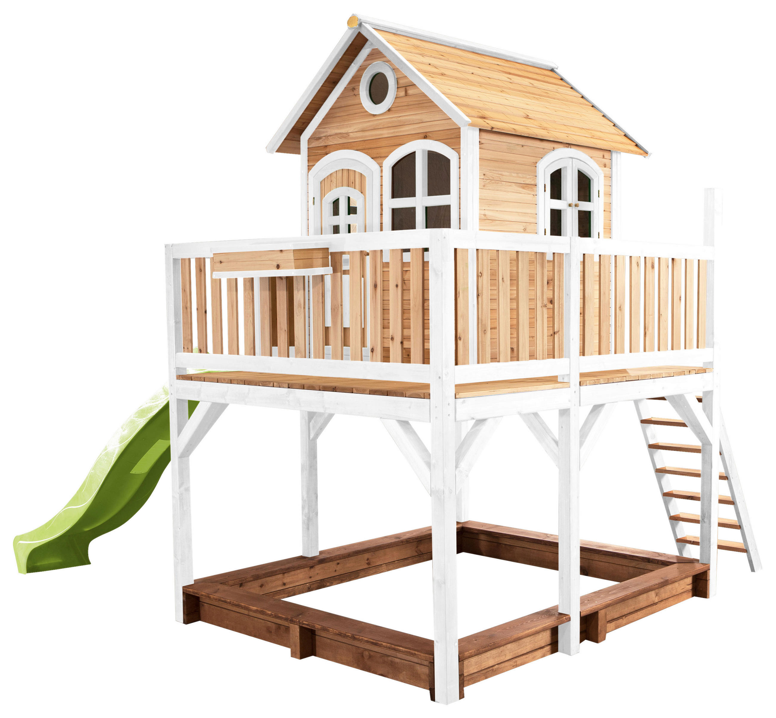 SPIELTURM 377/291/255 cm  - Braun/Weiß, KONVENTIONELL, Holz (377/291/255cm) - Ambia Garden