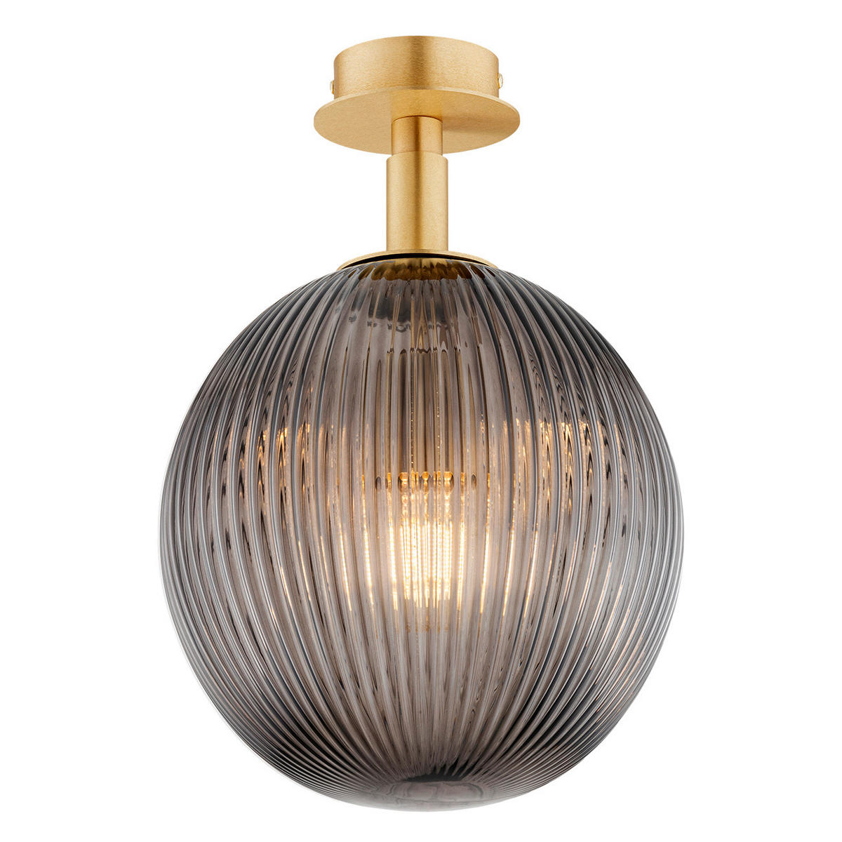 DECKENLEUCHTE PALOMA 36/25/25 cm   - Messingfarben/Hellgrau, KONVENTIONELL, Glas/Metall (36/25/25cm)
