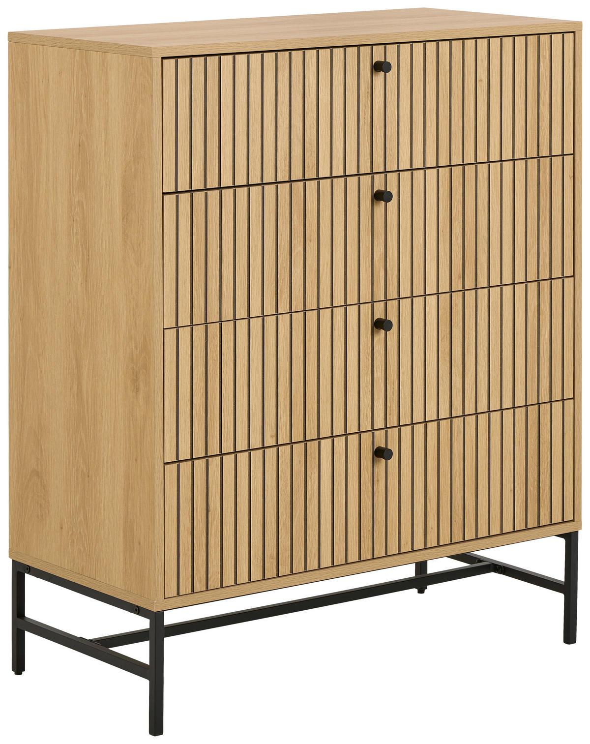KOMODA, črna, barve hrasta  - črna/barve hrasta, Design, kovina/leseni material (80,6/100,1/40cm) - MID.YOU