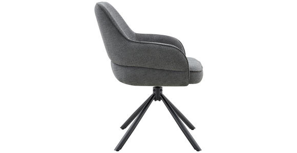 ARMLEHNSTUHL  Sitzfläche 360° drehbar, automatische Rückholfunktion Webstoff  Schwarz, Dunkelgrau  - Dunkelgrau/Schwarz, Design, Textil/Metall (62/86/65cm) - Carryhome