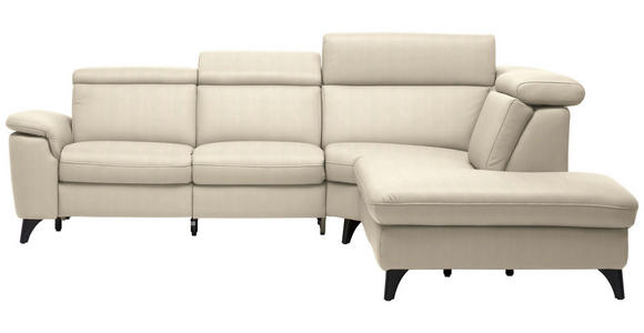 ECKSOFA  in Echtleder Creme  285/239 cm  - Creme/Schwarz, Design, Leder/Metall (285/239cm) - Cantus
