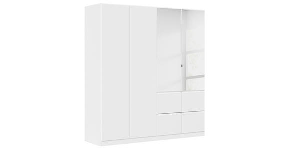 KLEIDERSCHRANK 4-türig Weiß  - Silberfarben/Weiß, Trend, Holzwerkstoff/Kunststoff (181/197/54cm) - Xora