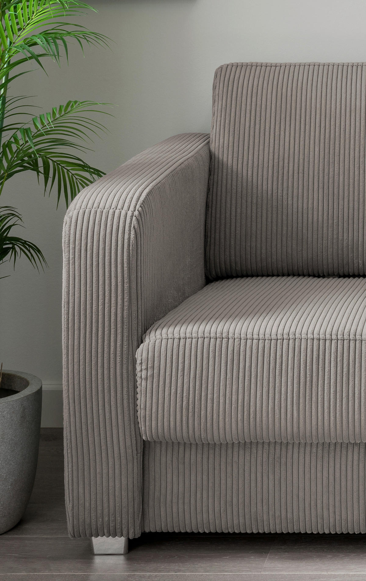 SCHLAFSOFA in Textil Graubraun  - Chromfarben/Graubraun, Basics, Kunststoff/Textil (159/88/87cm) - Livetastic