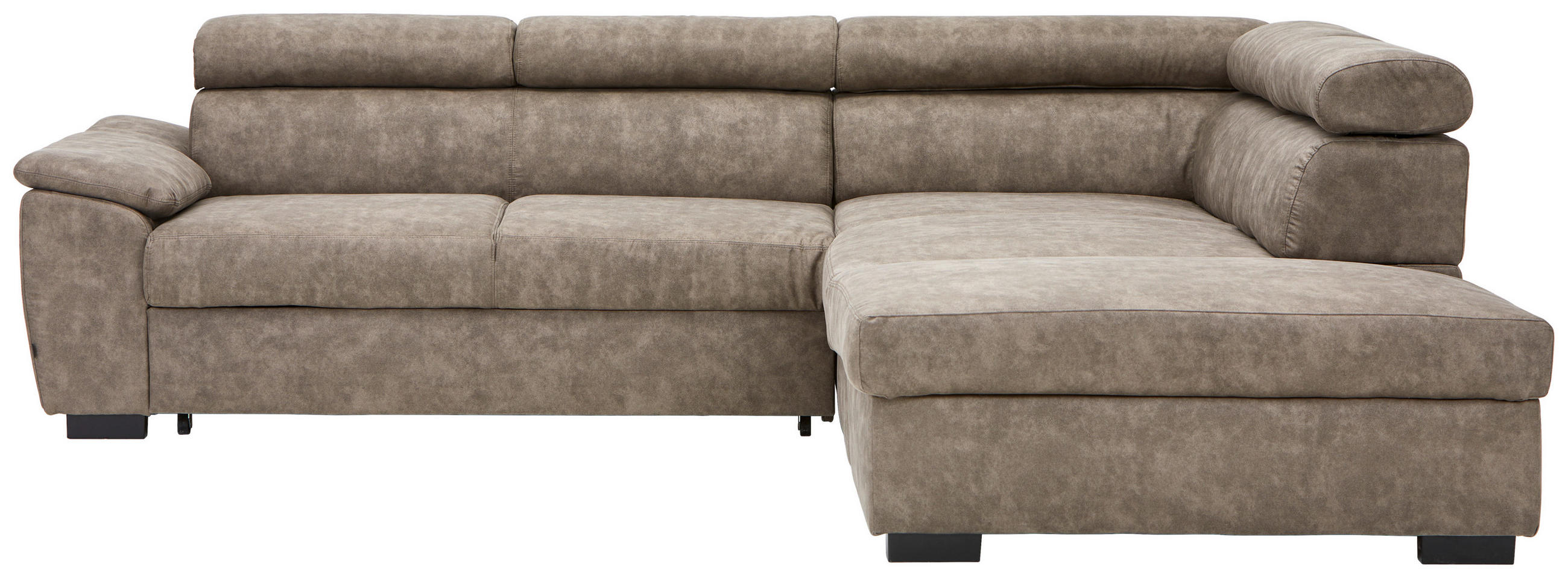 ECKSOFA Taupe Lederlook  - Taupe/Schwarz, Design, Kunststoff/Textil (263/230cm) - Hom`in