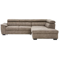ECKSOFA in Lederlook Taupe  - Taupe/Schwarz, Design, Kunststoff/Textil (263/230cm) - Hom`in
