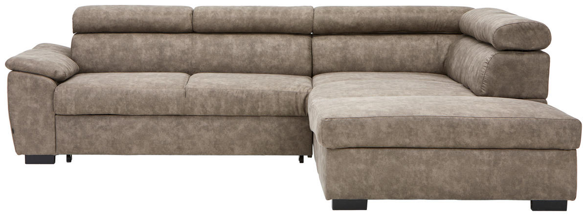ECKSOFA in Lederlook Taupe  - Taupe/Schwarz, Design, Kunststoff/Textil (263/230cm) - Hom`in