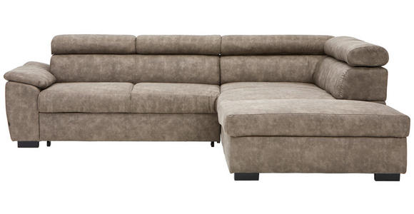 ECKSOFA Taupe Lederlook  - Taupe/Schwarz, Design, Kunststoff/Textil (263/230cm) - Hom`in