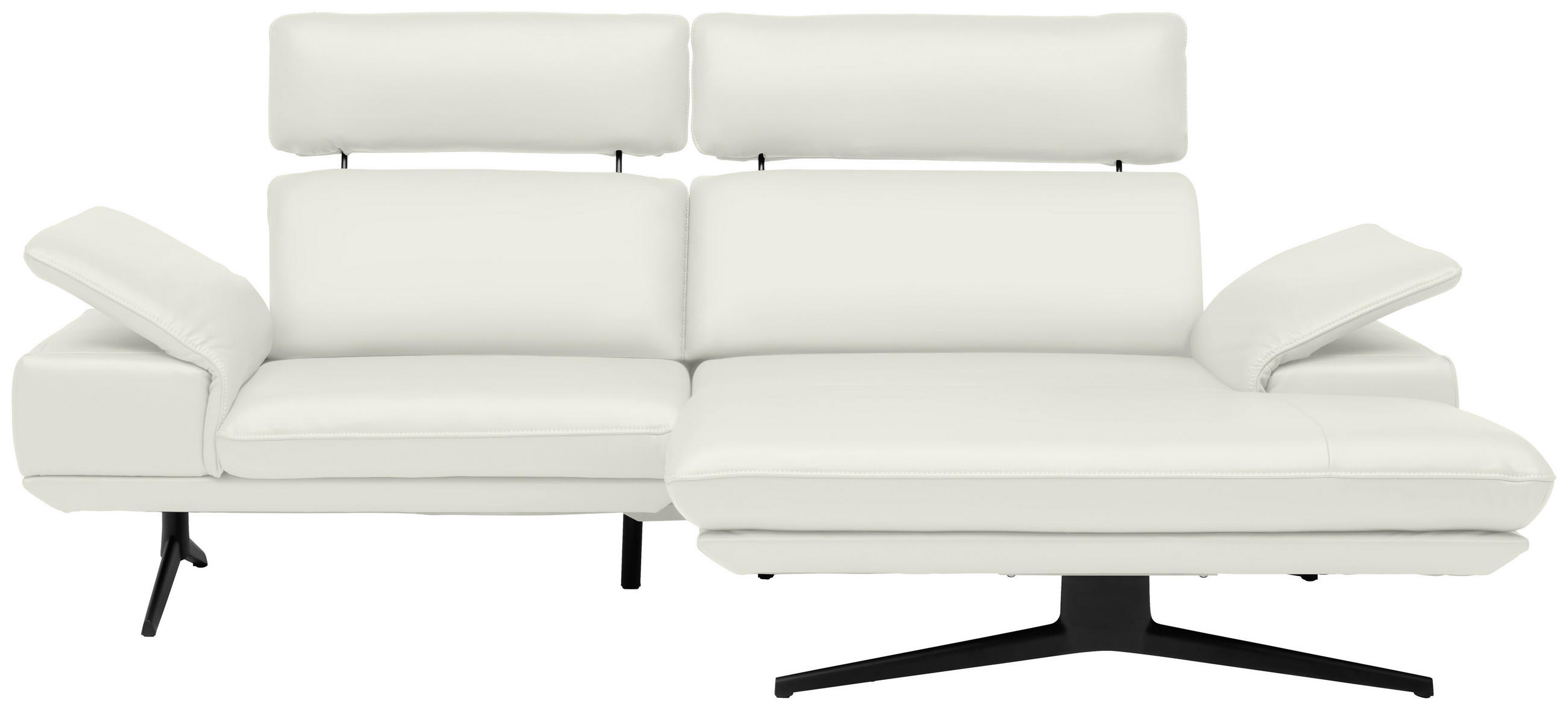 ECKSOFA in Echtleder Weiß  239/150 cm  - Beige/Schwarz, Design, Leder/Metall (239/150cm) - Koinor