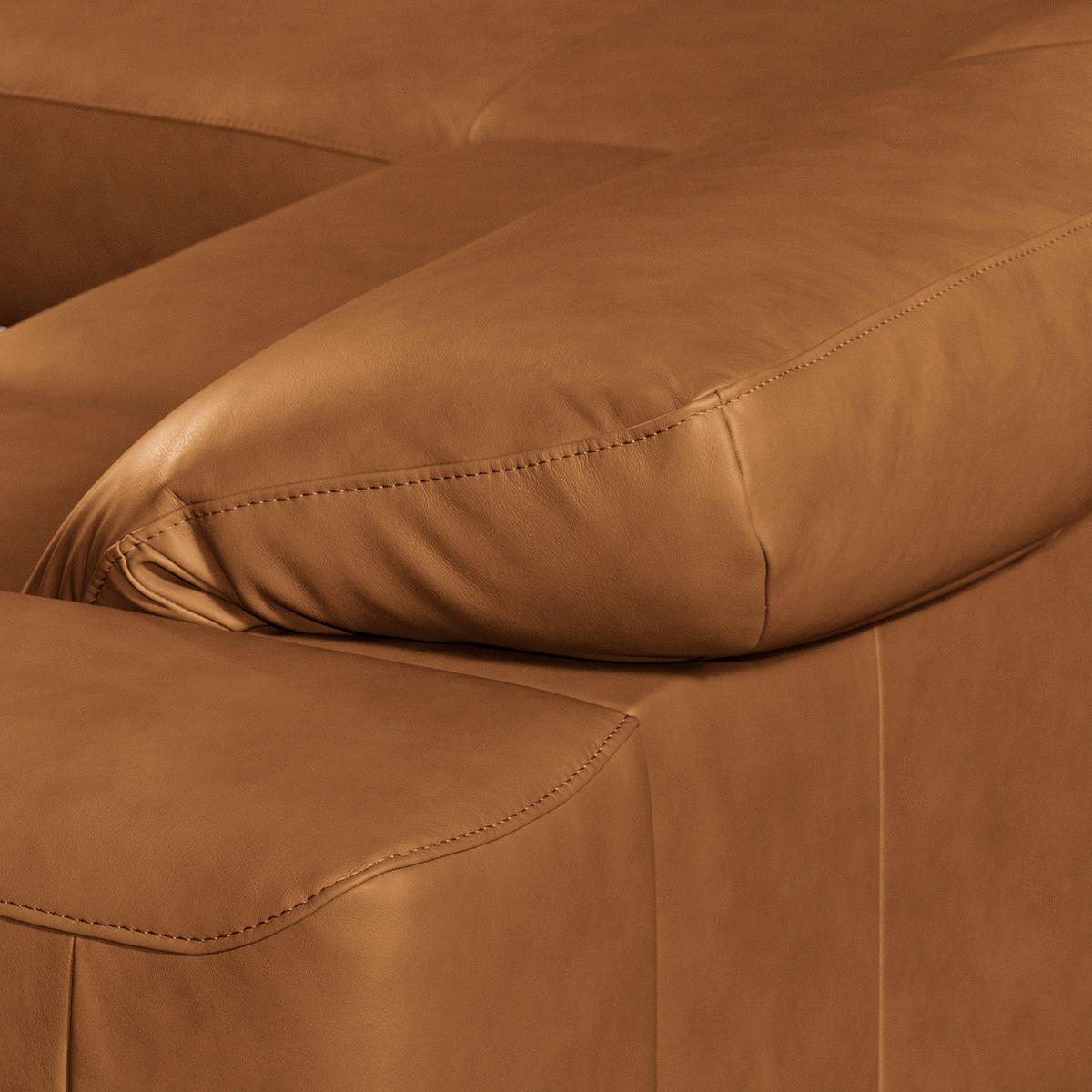 ECKSOFA  in Echtleder Cognac  187/295 cm  - Chromfarben/Cognac, Design, Leder/Metall (187/295cm) - Livetastic