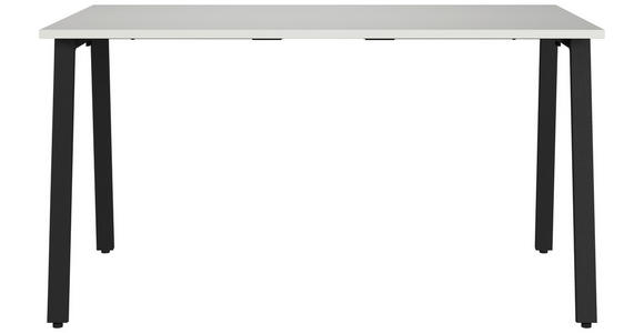 SCHREIBTISCH 140/80/75 cm, Schwarz, Hellgrau, in verschiedenen Holz-Dekoren erhältlich, justierbare Füße  - Hellgrau/Schwarz, MODERN, Holzwerkstoff/Metall (140/80/75cm) - Novel