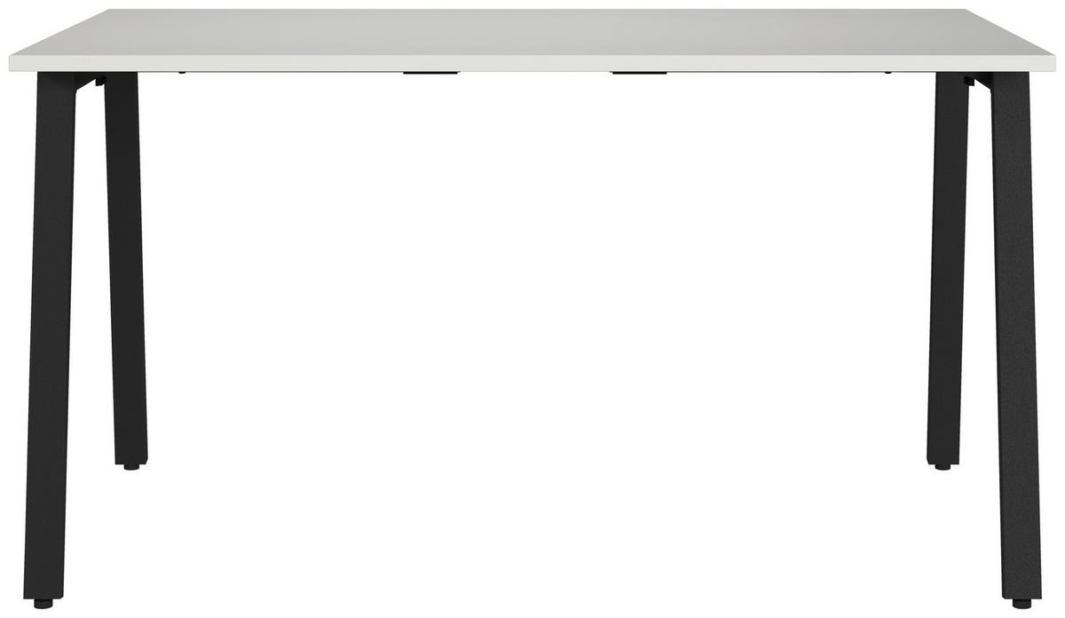 SCHREIBTISCH 140/80/75 cm, Schwarz, Hellgrau, in verschiedenen Holz-Dekoren erhältlich, justierbare Füße  - Hellgrau/Schwarz, MODERN, Holzwerkstoff/Metall (140/80/75cm) - Novel