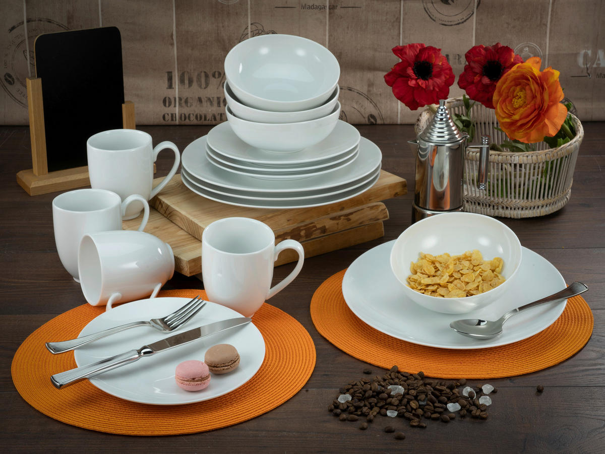 KOMBISERVICE Cottage 16-teilig  - Weiss, Basics, Keramik (35/30/30,5cm) - Creatable
