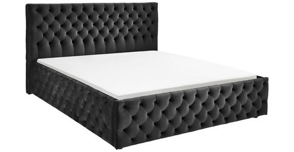 POLSTERBETT gepolstertes Kopfteil Dunkelgrau 140/200 cm  - Dunkelgrau/Schwarz, KONVENTIONELL, Kunststoff/Textil (140/200cm) - Carryhome
