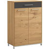 SCHUHSCHRANK Eiche, Balkeneiche furniert, teilmassiv Anthrazit, Eichefarben  - Edelstahlfarben/Eichefarben, Design, Glas/Holz (72/105/37cm)