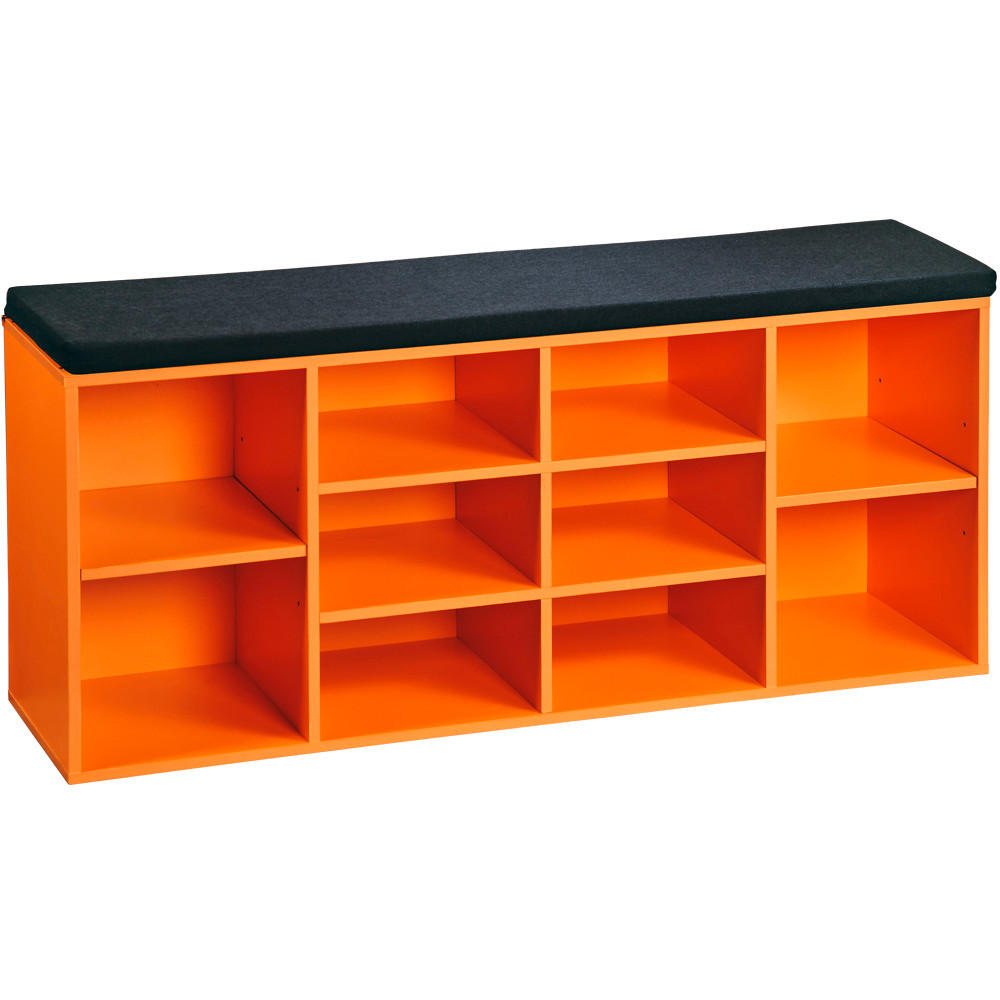 SCHUHREGAL 103,5/48/29,5 cm  - Schwarz/Orange, Basics, Holzwerkstoff/Textil (103,5/48/29,5cm) - Kesper