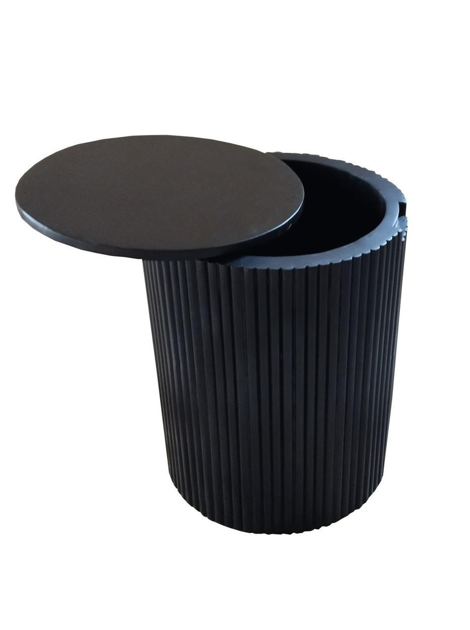 BEISTELLTISCH Akazie vollmassiv Schwarz rund  - Schwarz, KONVENTIONELL, Holz (40/50/40cm) - Livetastic
