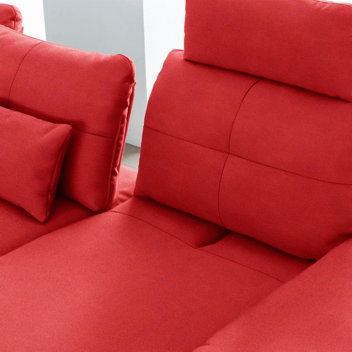 ECKSOFA in Flachgewebe Hellrot  - Hellrot/Schwarz, Design, Textil/Metall (271/344cm) - Chilliano