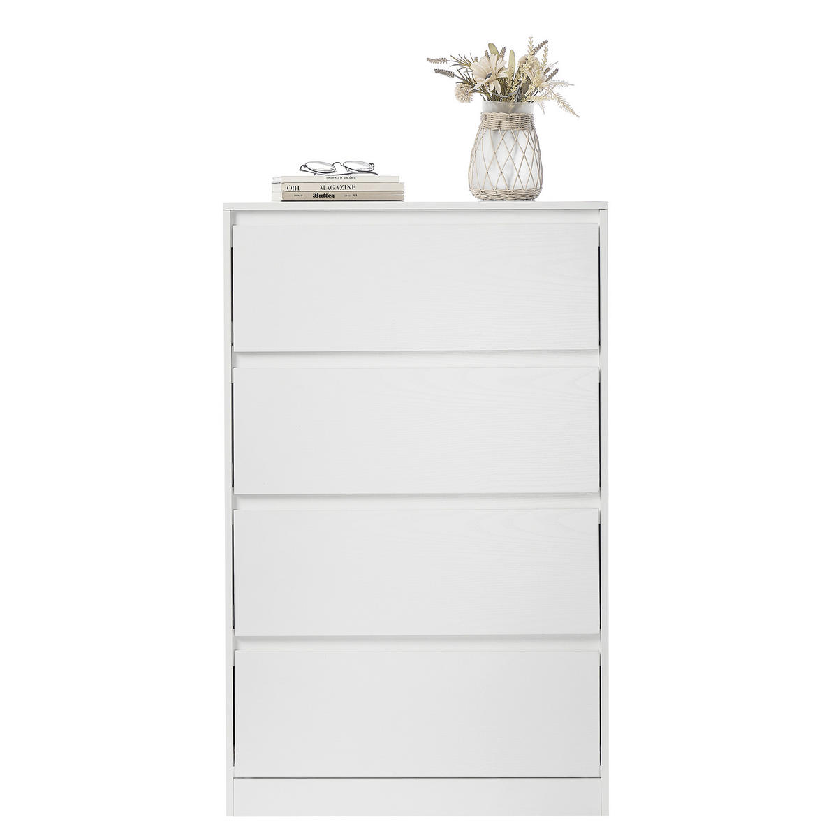 KOMMODE , 60,2/97,4/40,4 cm, 4 Schublade(n)  - Weiß, Trend, Holzwerkstoff (60,2/97,4/40,4cm) - Boxxx