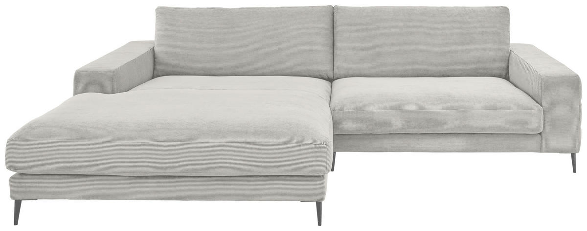ECKSOFA Weiß Feincord  - Schwarz/Weiß, Design, Textil/Metall (207/293cm) - Dieter Knoll