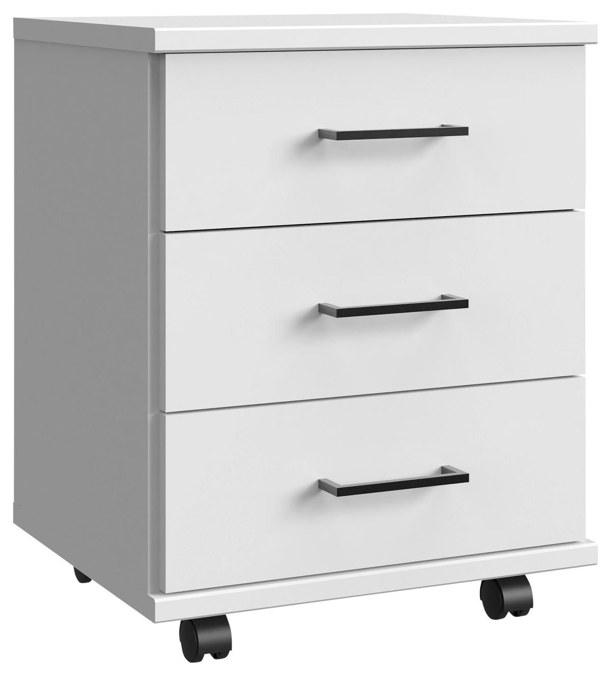 PREDALNIK NA KOLESCIH  bela  - črna/bela, Basics, umetna masa/leseni material (46/58/40cm) - Hom`in