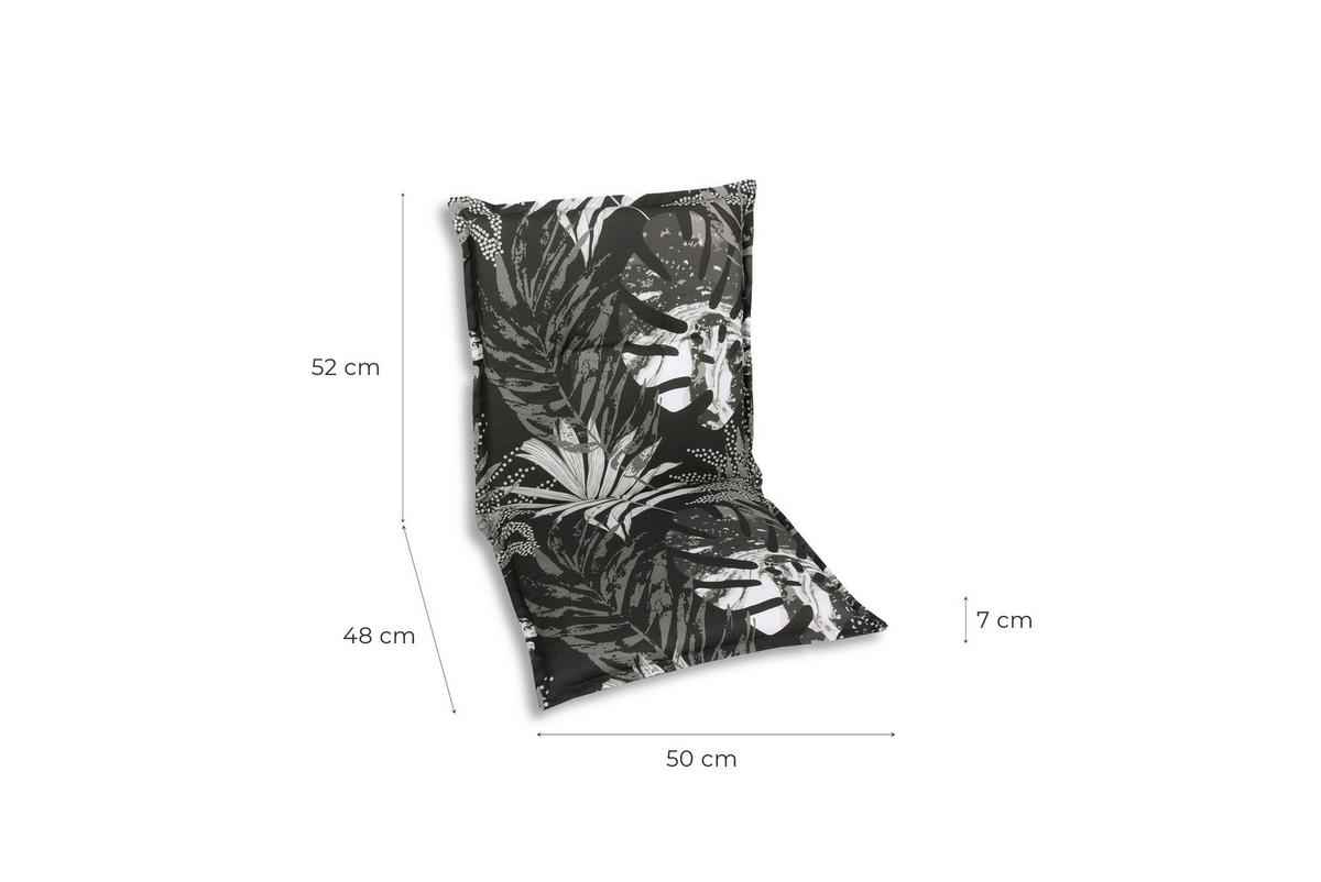 SESSELAUFLAGENSET in Grau, Schwarz, Weiß Blätter  - Schwarz/Weiß, Basics, Textil (50/7/100cm)