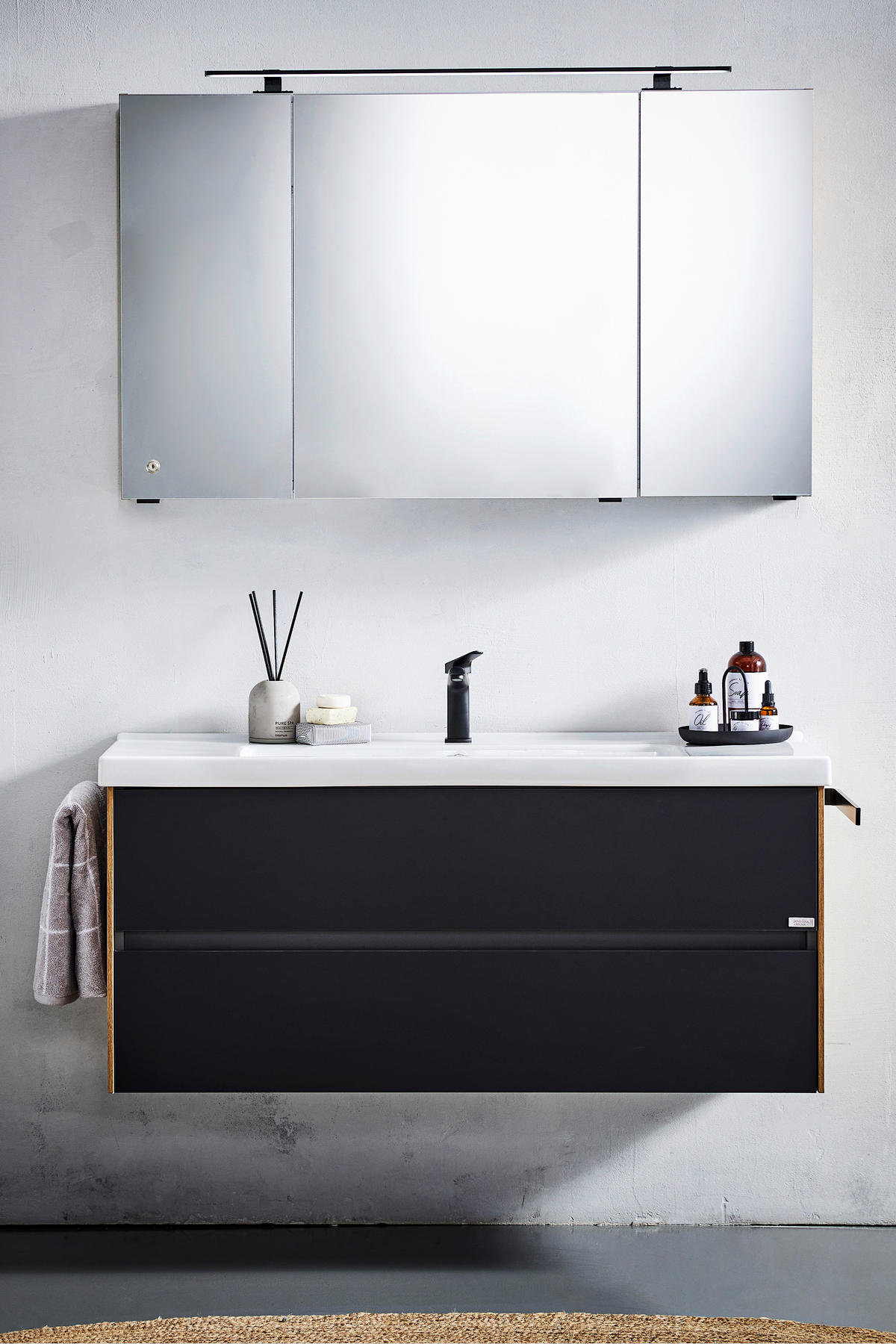 WASCHTISCHKOMBI 121 cm  - Chromfarben/Eichefarben, Design, Keramik/Holzwerkstoff (121cm) - Dieter Knoll