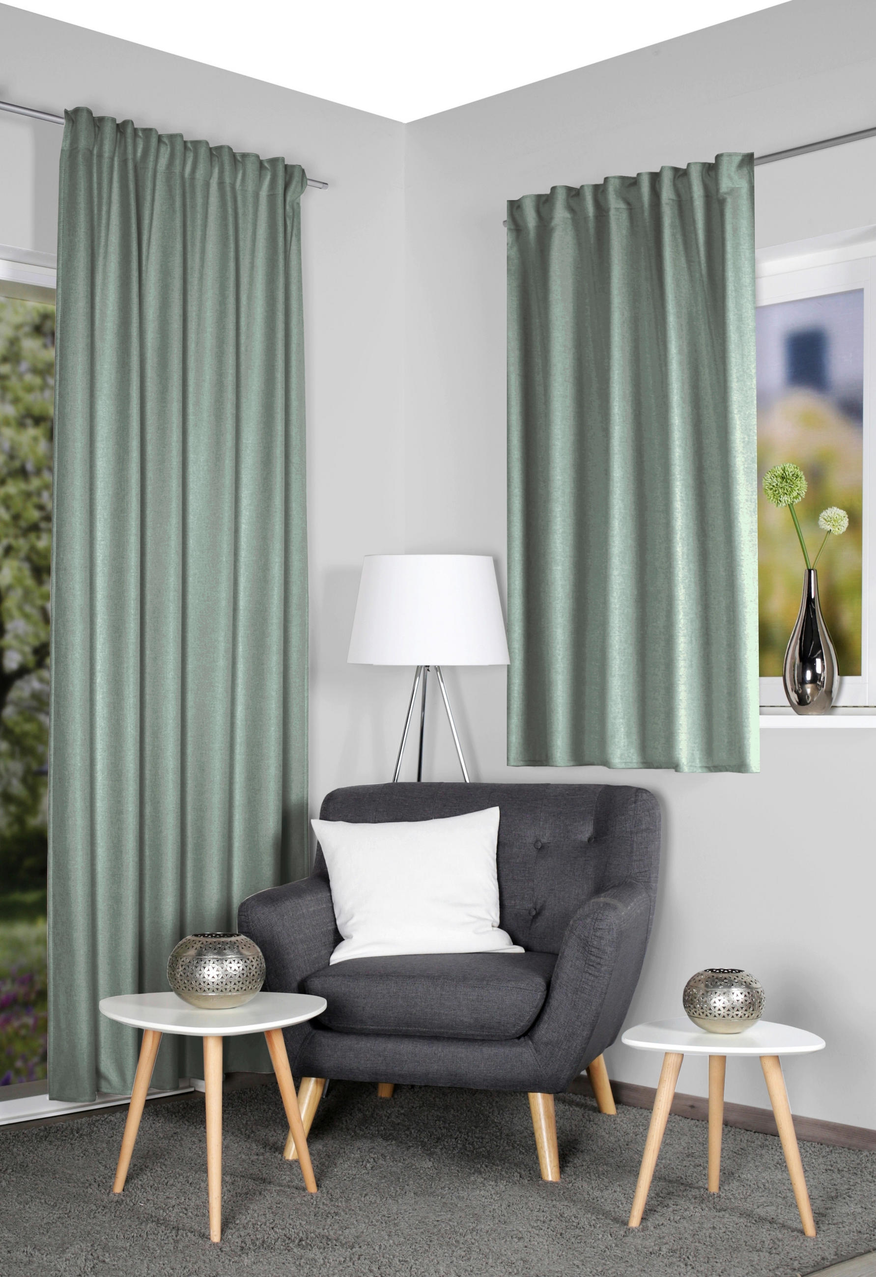 WÄRMESCHUTZVORHANG Verdunkelung 135/160 cm   - Grün, Basics, Textil (135/160cm)