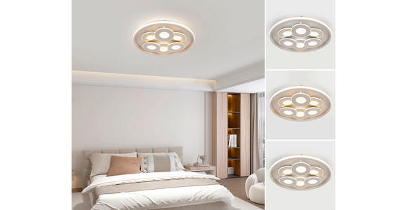 LED-DECKENLEUCHTE Ilok 50/5 cm  - Sandfarben/Chromfarben, Design, Kunststoff/Metall (50/5cm) - Novel