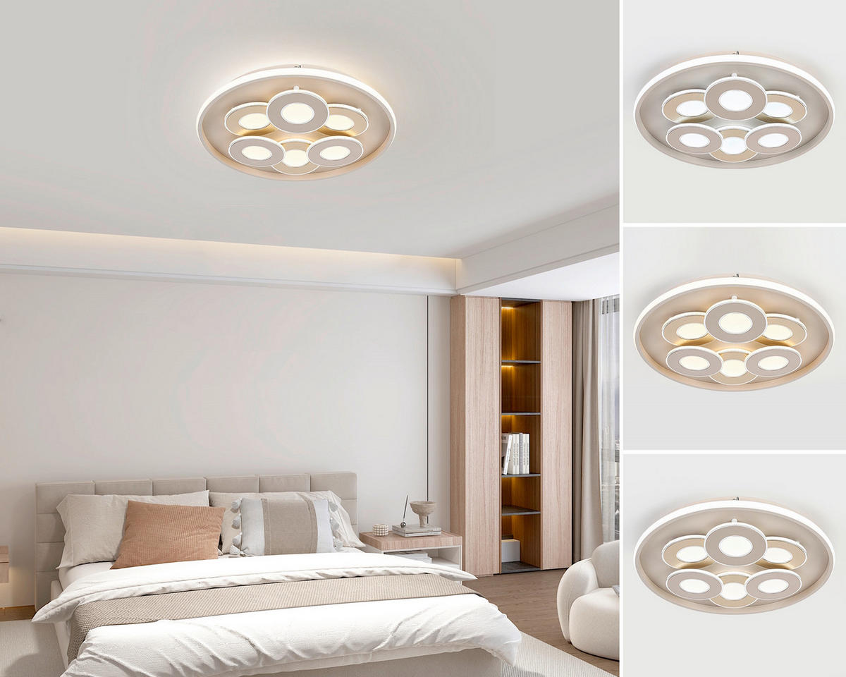 LED-DECKENLEUCHTE Ilok 50/5 cm  - Sandfarben/Chromfarben, Design, Kunststoff/Metall (50/5cm) - Novel